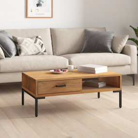 Coffee Table Brown Solid Pinewood Medium Coffee Table