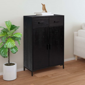 Shoe Rack Black Solid Pine Wood 29.5 x 15.7 x 43.3 in S...