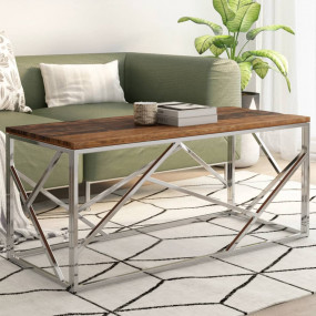 Coffee Table Silver Stainless Steel Medium Modern Coffe...
