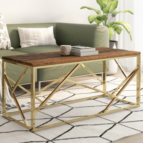 Coffee Table Gold and natural wood