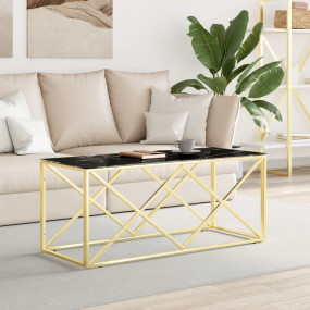 Coffee Table Black, Gold Stainless Steel Medium Modern