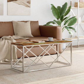 Coffee Table Silver, Varied Wood Tones