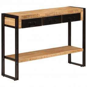 Console Table Brown and Black Solid Mango Wood, Iron Me...