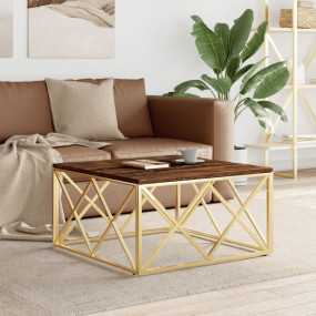 Coffee Table Gold, Multicolor Stainless steel, Solid re...
