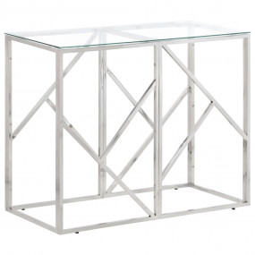 Console Table Silver Stainless steel, toughened glass M...