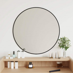 Wall Mirror Black Glass 23.6 in Durable Wall Mirror Rou...