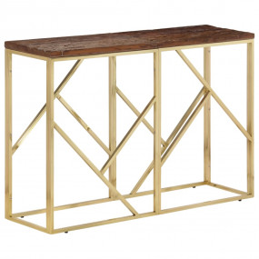 Console Table Gold Stainless steel, solid wood Large