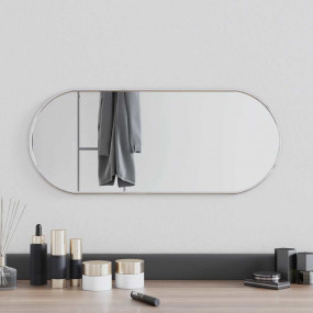 Wall Mirror Silver Glass 23.6 in x 9.8 in Wall mounting