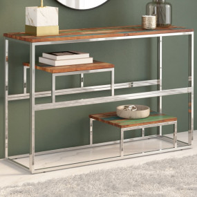 Console Table Silver and Wood