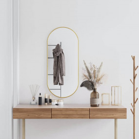 Wall Mirror Gold Glass, PVC 39.4 x 17.7 in Wall mountin...
