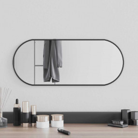 Wall Mirror Black Glass 23.6 x 9.8 in Minimalistic Wall...