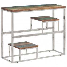 Console Table Silver, Natural Wood