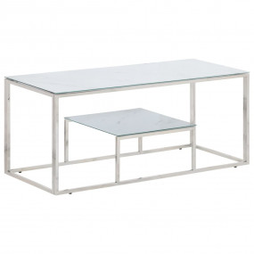 Coffee Table Silver Stainless steel, tempered glass