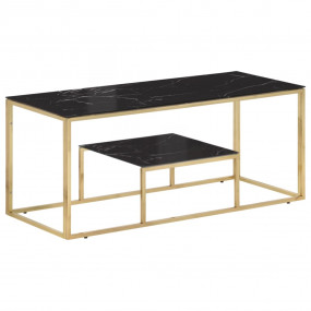 Coffee Table Gold, Black Stainless Steel, Toughened Gla...