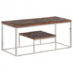 Coffee Table Silver and Natural Wood