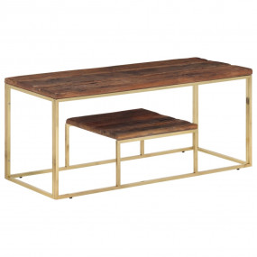 Coffee Table Gold and Natural Wood