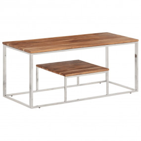 Coffee Table Silver and Natural Wood