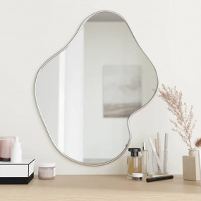 Wall Mirror Silver Glass, PVC 23.6x19.7 in Wall mountin...