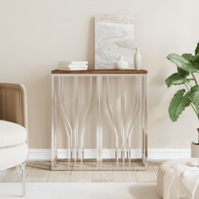 Console Table Silver with varied wood colors