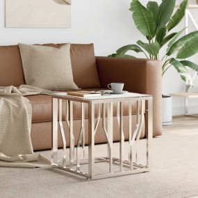 Coffee Table Silver with white marble Stainless Steel, ...