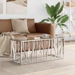 Coffee Table Silver Stainless steel Medium Modern Coffe...