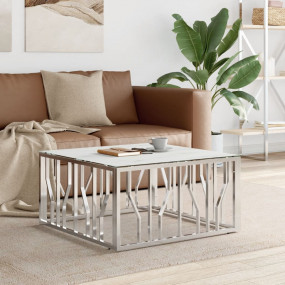 Coffee Table Silver, White Marble Stainless steel, temp...