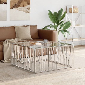 Coffee Table Stainless Steel 39.4x39.4x19.7 in Durable