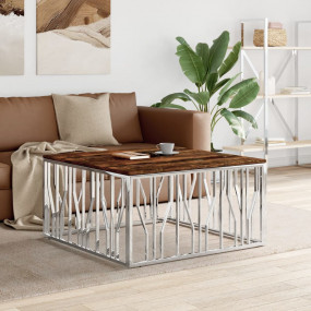 Coffee Table Silver, Multicolor Stainless Steel, Solid ...