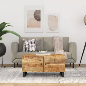 Coffee Table Natural wood and black Solid mango wood, e...