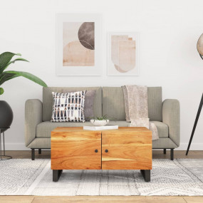 Coffee Table Natural wood and black Solid acacia wood M...