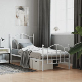 Bed Frame White Steel Single Bed Frame Rectangular