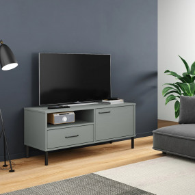 TV Cabinet Grey Solid Pine Wood Medium TV Cabinet Recta...