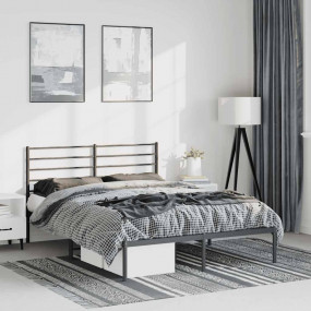 Bed Frame Black Powder-Coated Steel King Size Bed Frame