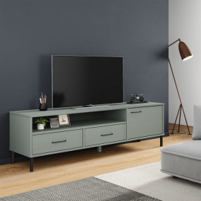 TV Cabinet Grey Solid pine wood, metal 62.2 x 15.7 x 18...