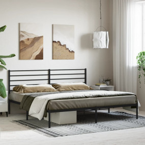 Bed Frame Black Powder-coated steel King Bed Frame Rect...