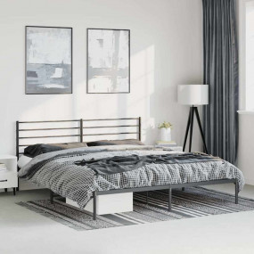 Bed Frame Black Steel Double Bed Frame Rectangular