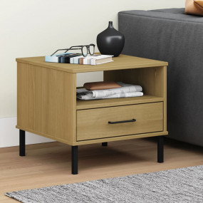 Bedside Table Brown Solid pine wood, metal Small Bedsid...