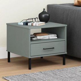 Bedside Table Grey Solid pine wood Bedside Table Rectan...