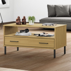 Coffee Table Brown Solid pine wood, metal Standard Coff...