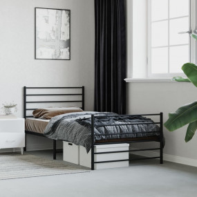Bed Frame Black Steel Single Bed Frame Rectangular