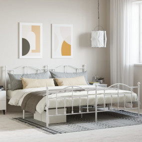 Bed Frame White Powder-coated steel Double Bed Frame