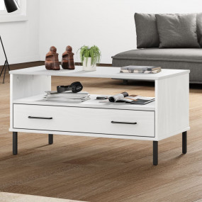 Coffee Table White Solid Pine Wood Coffee Table Rectang...