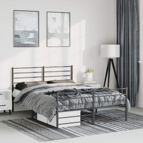 Bed Frame Black Steel King Bed Frame Rectangular Tradit...