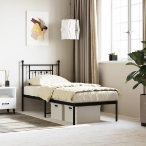 Bed Frame Black Powder-Coated Steel Small Single Bed Fr...