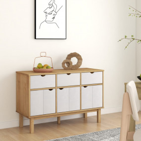 Sideboard Brown and white Solid pine wood, engineered w...