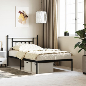Bed Frame Black Powder-Coated Steel 42.1 x 80.0 in Bed ...