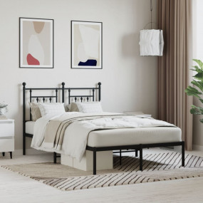 Bed Frame Black Powder-coated steel Small Double Metal ...