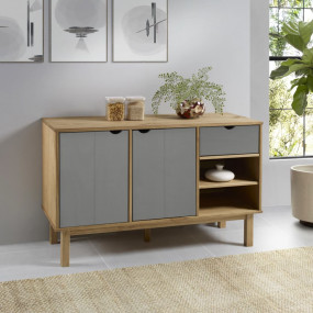 Sideboard Brown and Grey Solid pine wood, engineered wo...
