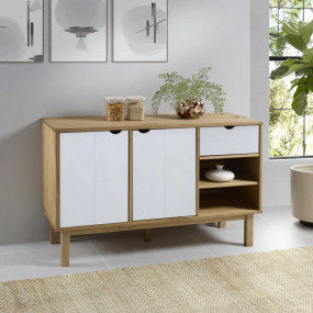 Sideboard Brown and white Solid pine wood, engineered w...