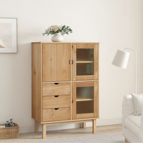 Highboard Natural pine Solid pinewood, engineered wood